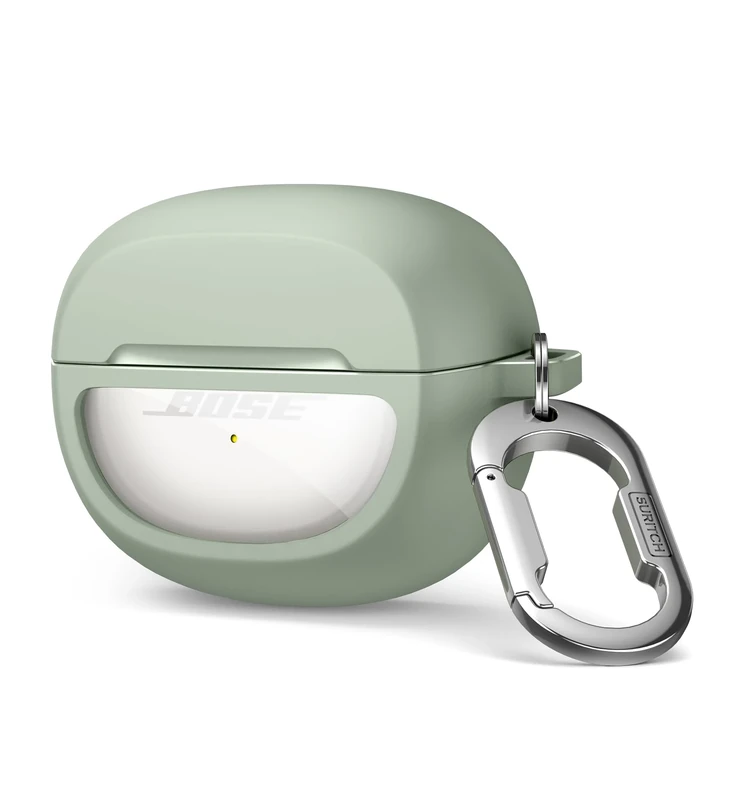 SURITCH Case Cover for Bose Ultra Open Earbuds(2024), Shockproof Protective Cover for Bose Ultra Open Wireless Ear Earbuds Charging Case Accessories with Carabiner, Green