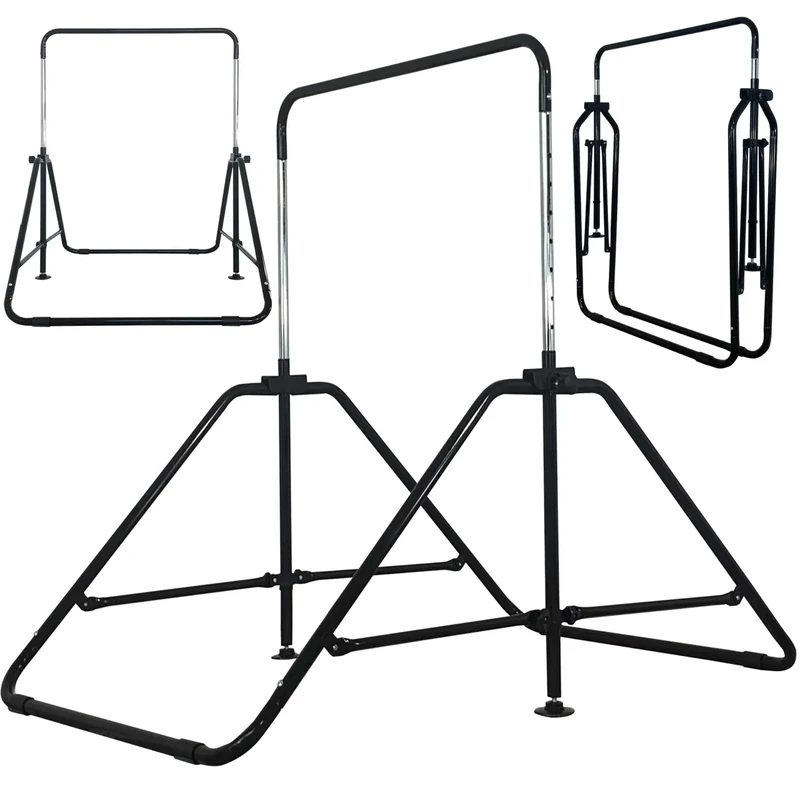 MARFULA Kip Bar Folding Gymnastic Bar with 5 FT Base Length 9 Height Levels Gymnastic Training Bar for Girls and Boys Between 3-9 Years Old at Home and Club Use