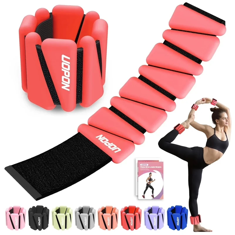 Wrist Ankle Weights for Women Set of 2, Adjustable Silicone Weighted Bangles, Wearable Ultra-durable Strips Weight Bracelet 2 lbs for Yoga, Pilates, Barre, Walking, Arm & Leg Workout