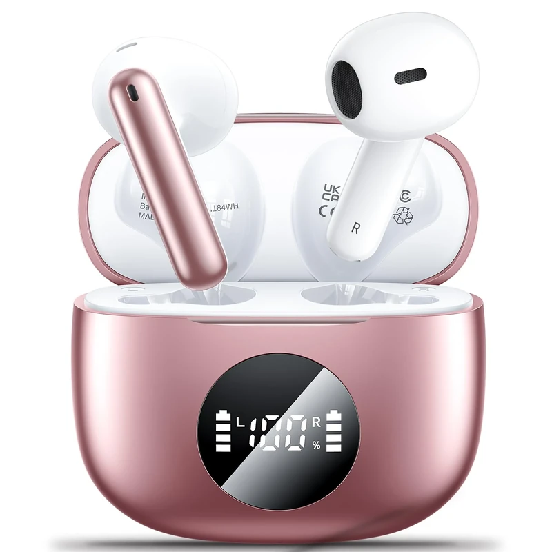 Godyse Wireless Earbuds - Bluetooth 5.4, 42H Battery, Waterproof Pink