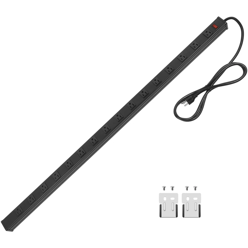 CCCEI 16-Outlet Power Strip - 4FT Cord, 15A 125V 1875W Black