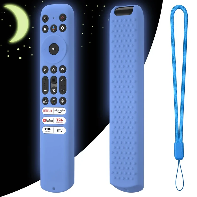 Hi Color Silicone Cover for TCL RC813 FMB1/RC923/RC902V Remote Protective Case Sleeve for TCL Smart TV Remote RC813 FMB1 Case Cover(Glow Blue)