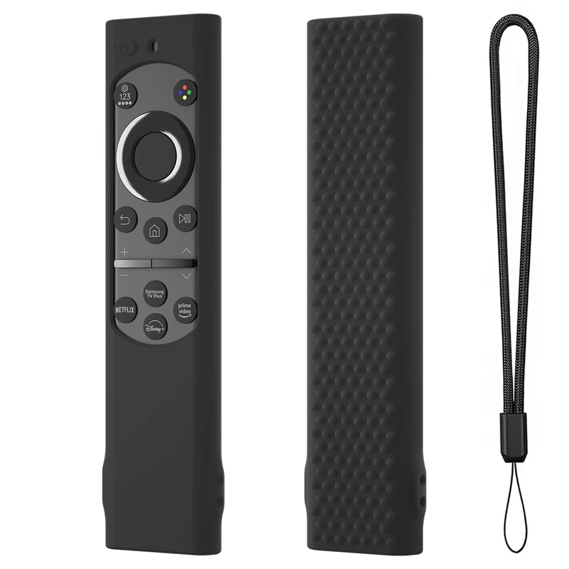Samsung Silicone Case Cover for BN59-01388A Remote Control - Protective Sleeve with Lanyard (Black)