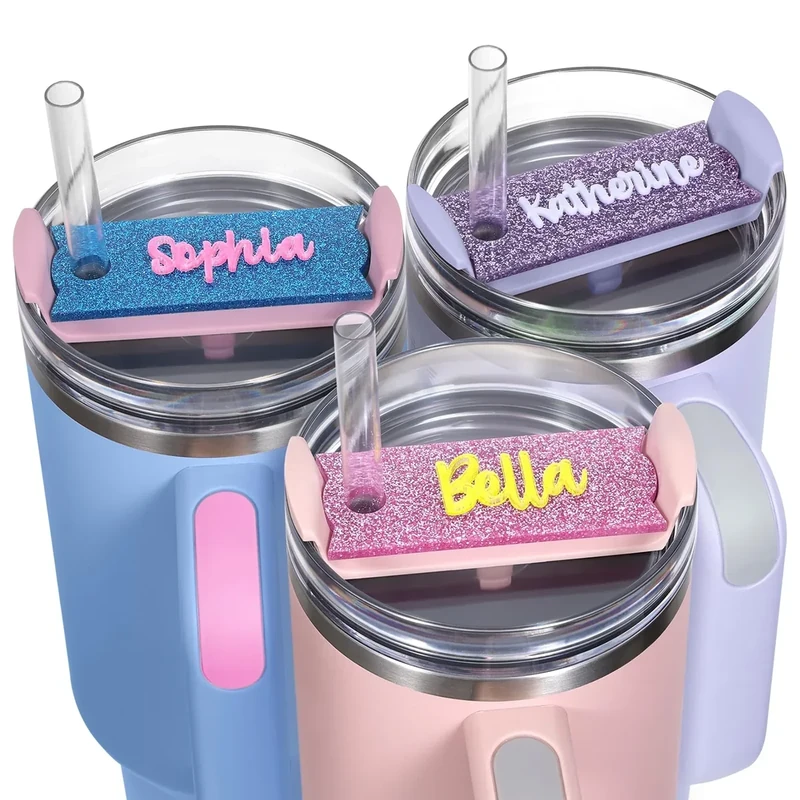 Personalized Stanley Cup Name Plate for Lids, Sparkling Name Tag for Stanley Tumbler 40 30 20 OZ, Custom Name Stanley Cup Accessories, Customize Gilttering Name Tag for Stanley Quencher H2.0 - Image 1