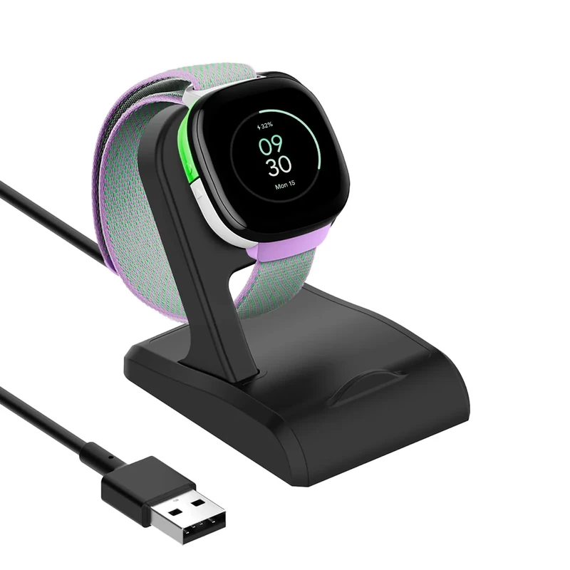 NewJourney Charger Compatible with Google Fitbit Ace LTE, Anti-Slip Charging Stand Dock with 3Ft USB Cable Cord (Black-1)