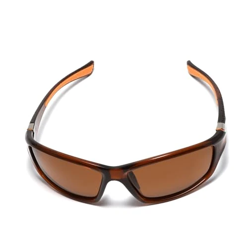 Foliful Polarized Sports Sunglasses for Men, Mens Sunglasses Polarized UV400 Protection Goggles for Cycling Fishing Driving（2039V-Tea-60）
