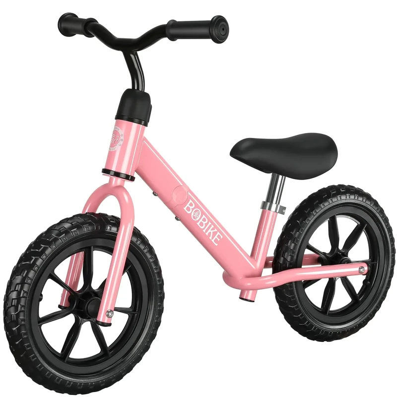 Bobike Toddler Balance Bike Toys for 2 to 5 Year Old Girls Boys Adjustable Seat and Handlebar No-Pedal Training Bike Best Gifts for Kids (Pink)