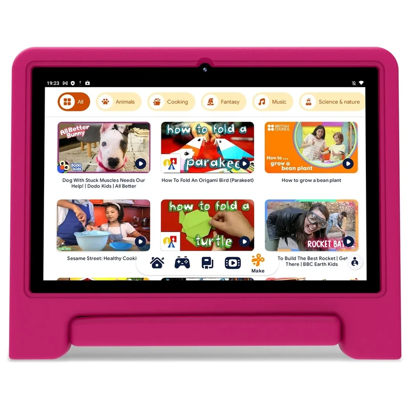 ApoloSignage Kids Tablet, 10.1-inch Android 13 Tablet for Kids, Expandable Storage, Long Battery Life, WiFi, Bluetooth, Drop-Proof Case, HD Display, for Toddlers and Children-Pink