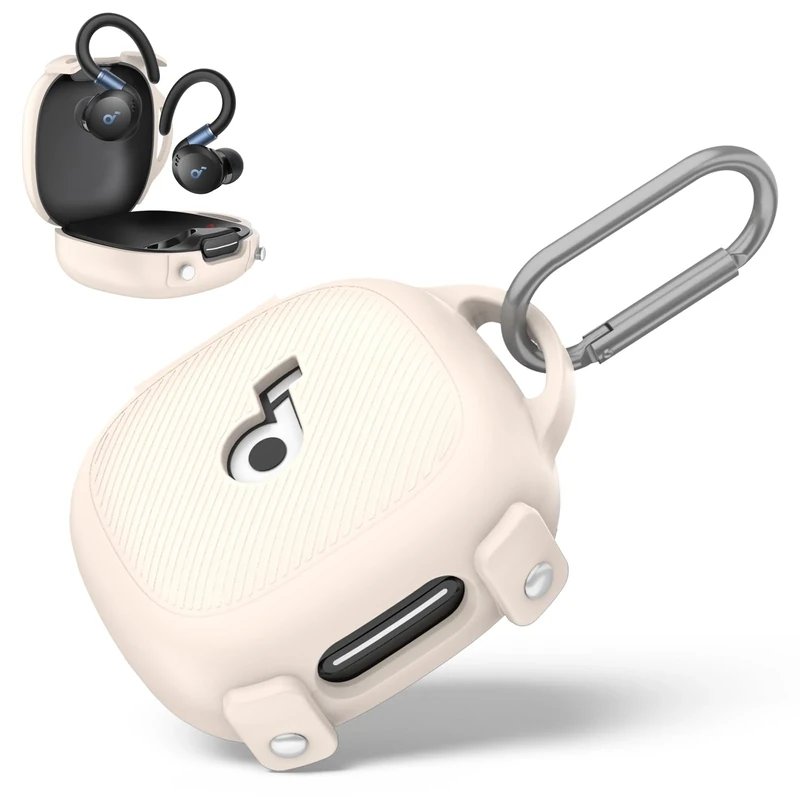 WADVCU Secure Lock Silicone Case for Soundcore Sport X20 - Apricot