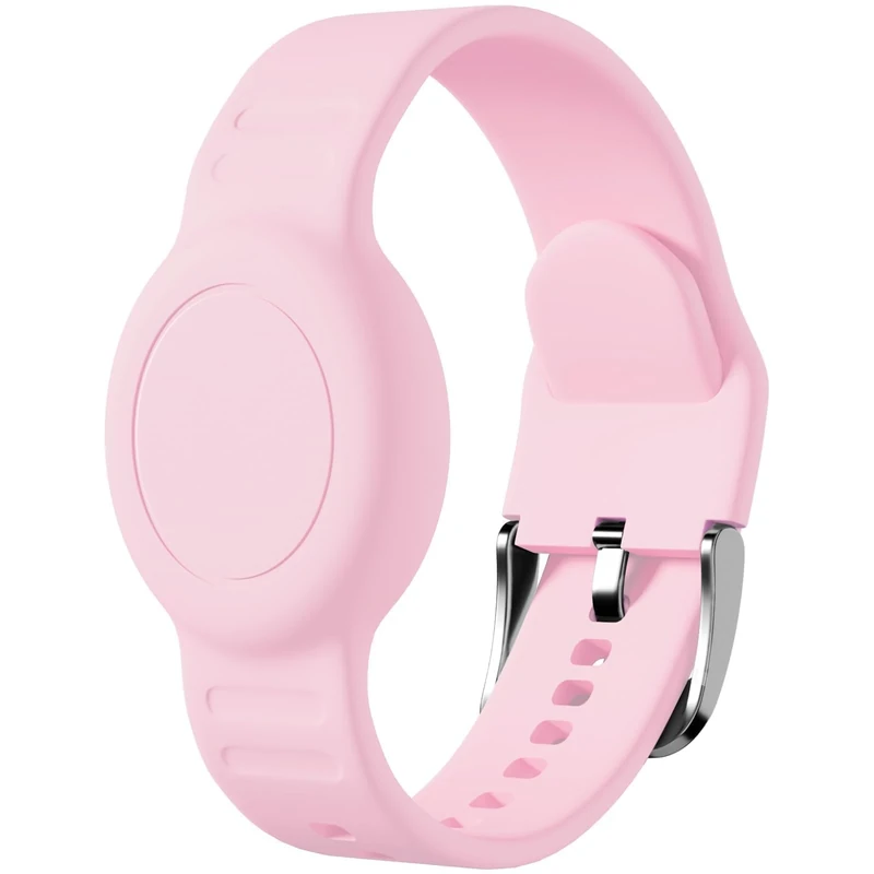 Foweroty 1|2 Pack Bracelet for AirTag 2nd Gen (2026) & 1st for Kids, Waterproof for air tagholder with Soft Silicone Anti-Lost Hidden Wristband Accessories Watch Band for Child, Light Pink