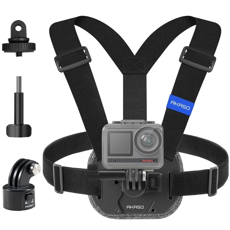 AKASO Quick Release Adjustable Chest Mount Harness Strap for GoPro Hero 13 12 11 10 9, EK7000/EK7000 Pro, V50 X, Brave 4/4 Pro/7 LE/7/8 Action Cameras