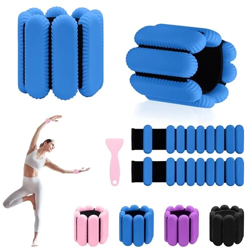 Sonkoloro Adjustable Wrist Weights for Women Men, Leg Weights for Women 0.75lb-1lb Each for Walking, Yoga, Dance, Barre, Gym (SKY BLUE, 2.2LB)