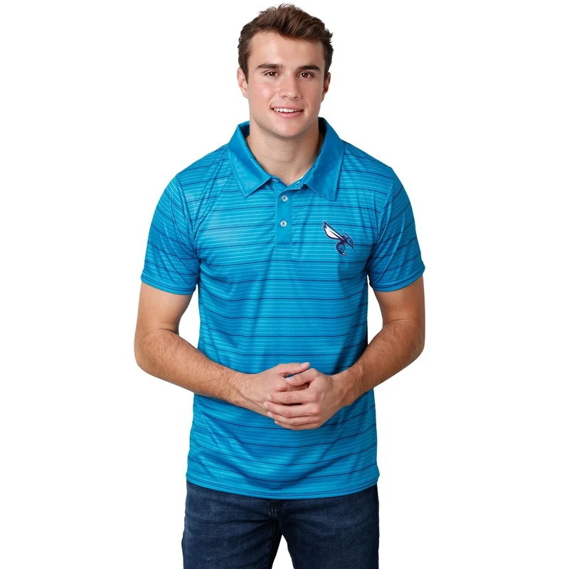 FOCO Charlotte Hornets NBA Mens Striped Polyester Polo - L - Image 1