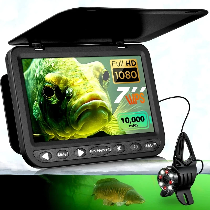 FishPRO 1080P 7" IPS Camera - 10,000mAh, USB-C, LED+IR, 25m Range