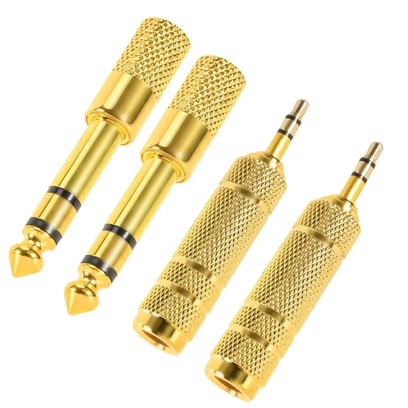 QAJOPFN 4-Pack 3.5mm to 6.35mm & 6.35mm to 3.5mm Audio Adapter Set