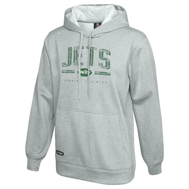 Outerstuff NFL Men's Coin Toss Pullover Performance Fleece Hoodie, New York Jets - Gray, Medium