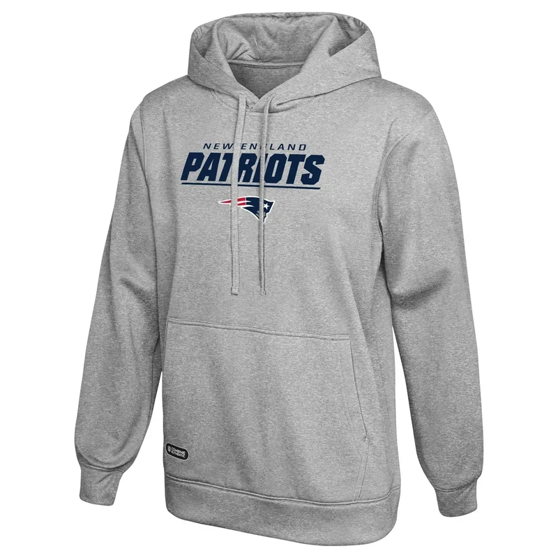 Outerstuff NFL Men's Stated Pullover Fleece Hoodie, New England Patriots Grey, Large - Image 1