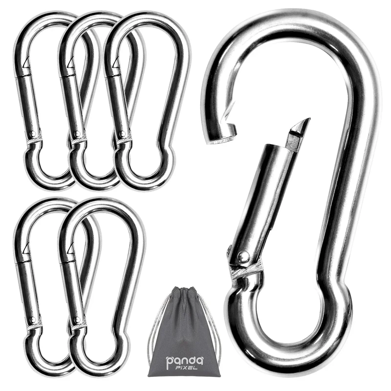 Pixel Panda 3.1 Inch Heavy Duty Gym Carabiner Load 1000lbs, 6 Pack Large Carabiner Clips, Carabiner for Fitness Attachment, Gym, Swing, Hammock