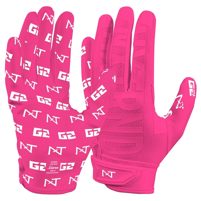 Nxtrnd G2 Pro Football Gloves, Men's Ultra Sticky Elite Receiver Gloves (Pink, Large)