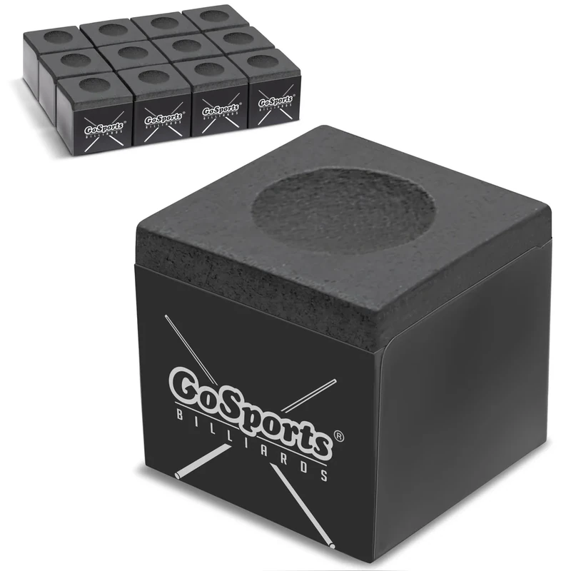 GoSports Premium Pool Cue Chalk Cube 12 Pack - Black Billiards Pool Stick Chalk