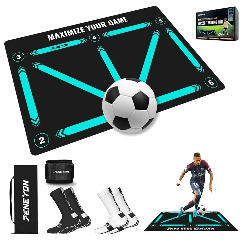 47 * 31 IN Thickening Soccer Training Equipment,Soccer Training Mat,Non-Slip Silent Soccer Practice Equipment for Beginners and Professional Players to Improve Speed, Strength and Coordination