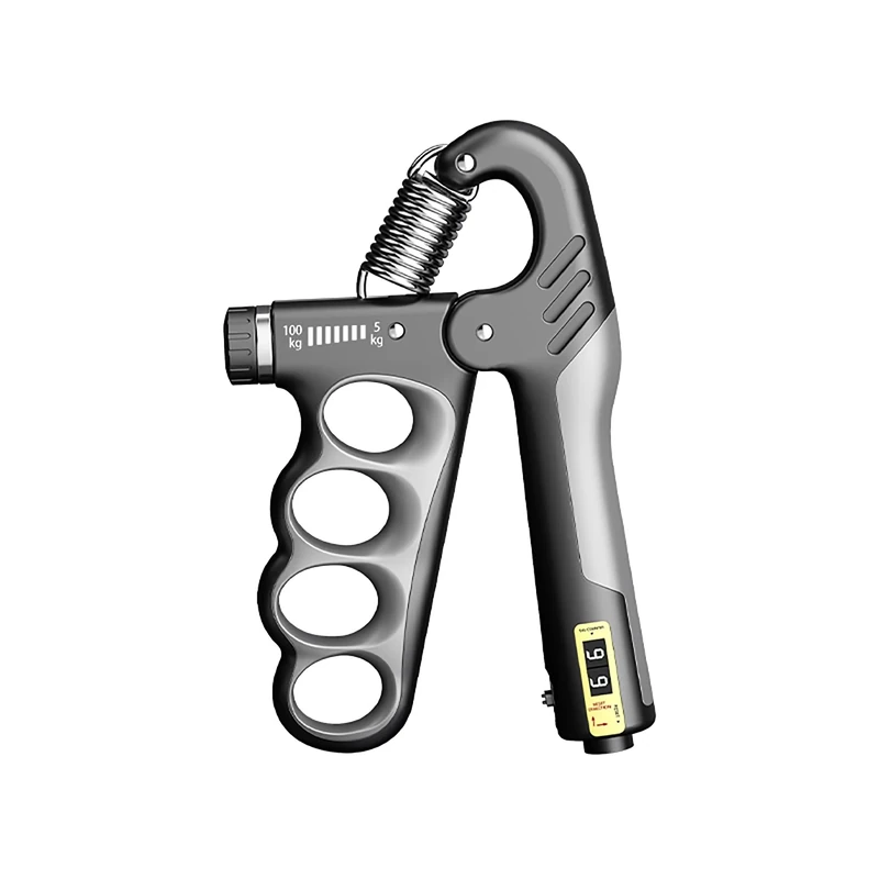 Hiyoga Grip Strength Trainer, Hand Grip Strengthener with Adjustable Resistance 11-220Lbs(5-100KG), Automatic Counter, Ergonomic Design, Forearm Strengthener for Musicians Athletes and Injury Recovery (Gray)