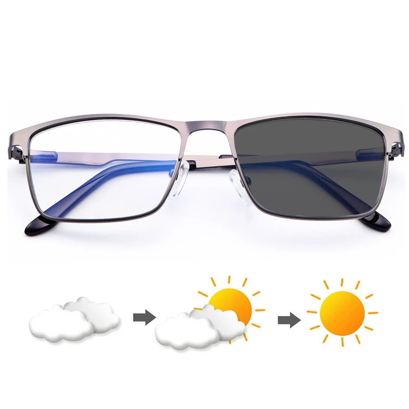 YIMI Mens Blue Light Glasses Men Computer Gaming BlueLight Blocking Glasses Metal Anti Eyestrain Clear Lens Eye Protection (Photochromic/Dual Purpose)