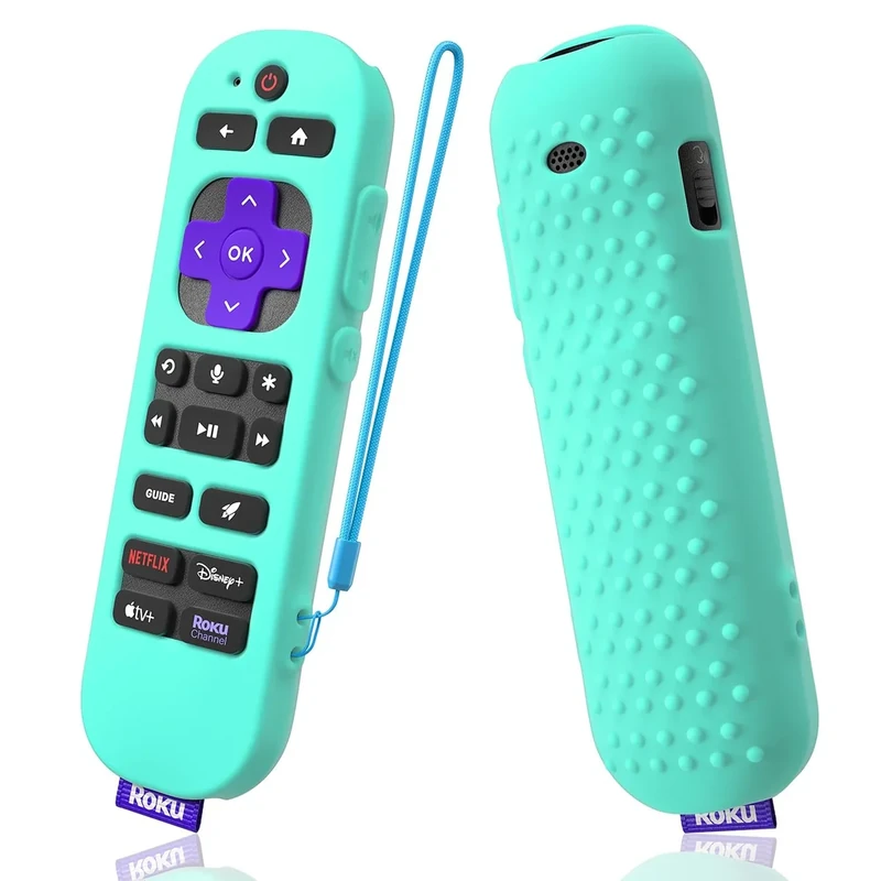 AKSHFETH Silicone Cover for Roku Voice Remote Pro 2nd Ed. Roku Remote Control RCB1R Protective Silicone Case Sleeve Shockproof Skin for Roku Remote with Lanyard (Mint)