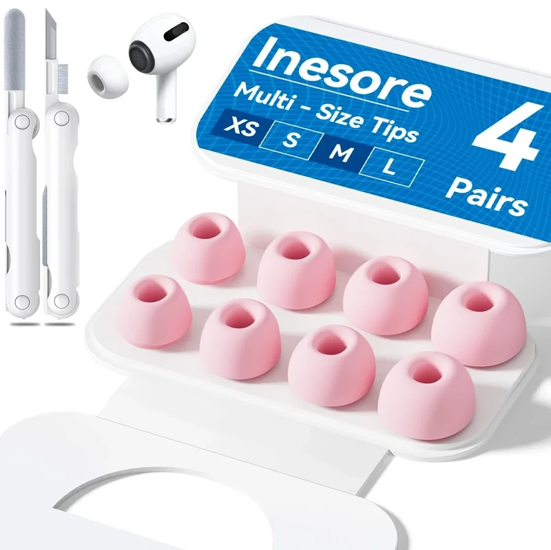 Inesore 4 Pair AirPods Pro Pink Ear Tips Noise Reduction & Dust Guard
