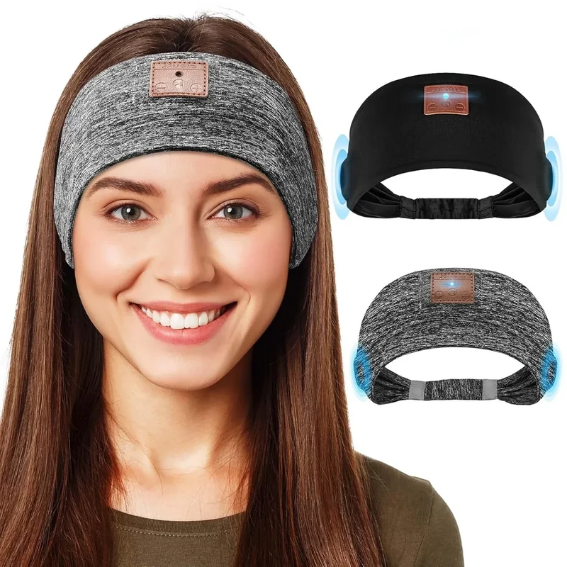 Mixiba 2-Pack Bluetooth Sleeping Headband - HD Stereo, Black Grey