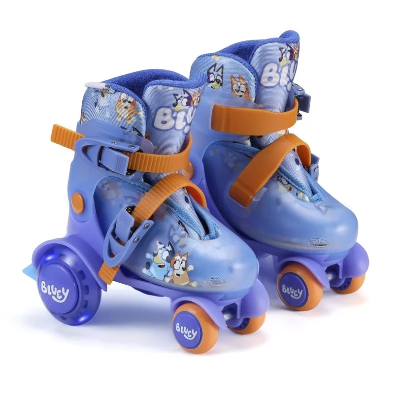 Bluey Kids Trainer Skates - Light Up Wheels, ABEC 5 Bearings, Durable PVC Material, Foam Shoe Lining, Perfect for Active Fun and Adventures, US Size 9-12