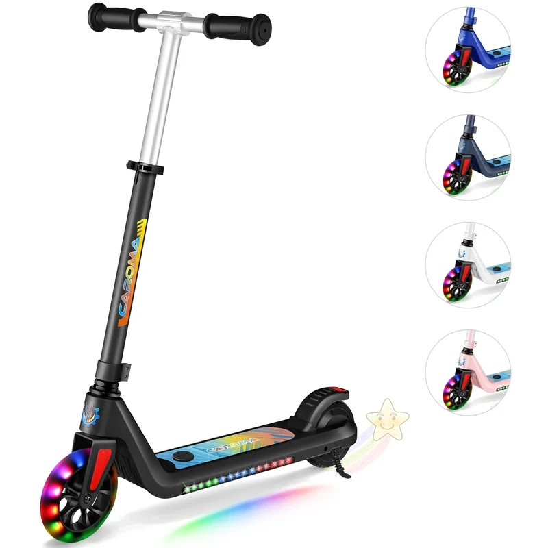 Caroma Electric Scooter for Kids Ages 6-14, 120W Motor & 15 Mph, 85 Mins Ride Time, Adjustable Height & Speed, LED Display, Kids Electric Scooter, Best Gifts for Boys & Girls
