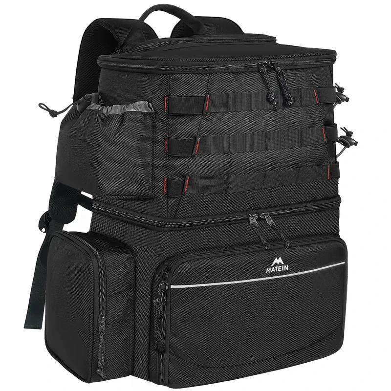 MATEIN Fishing Backpack, Water Resistant Fishing Tackle Box Bag with Rod Holders & Cooler, Gear Gifts for Men