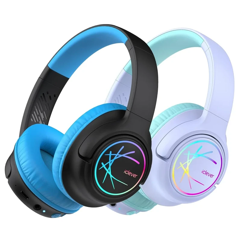 iClever 2-Pack Bluetooth Headphones - LED Lights, 74/85dBA Volume, 43h