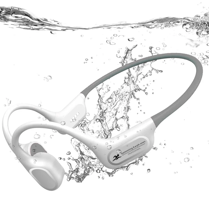 RR SPORTS Bone Conduction Bluetooth Headphones-SurfAudio, IP68 Waterproof Swimming Headphones with 32GB MP3 Player, Lightweight Open Ear Design for Swimming/Surfing/Marathon/Cycling(Oyster)