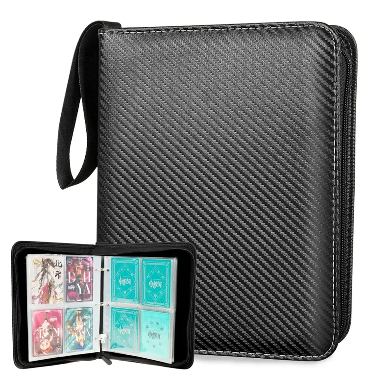 Premium Trading Card Storage Album,9 Pocket 40 Side Pages, 360 Cards,Black Zipper Binder for Collectible Games, Sports Card Organization&Protection (Black-01)