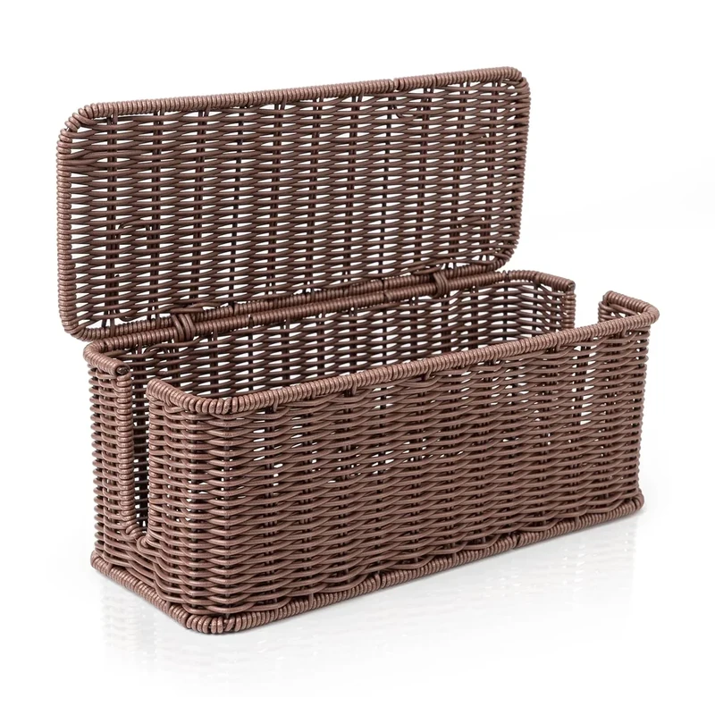 Cantalop Rattan Cable Management Box - 2 Open Slots, Brown