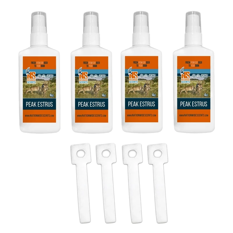 Nationwide Scents Certified Peak Doe Estrus Spray | 4 oz | 4 Bottles | Doe in Heat Urine for Hunting | Deer Scents and Attractants