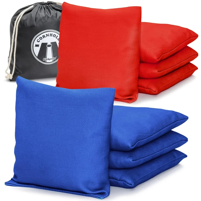 GoSports Official Regulation Cornhole Bean Bags Set of 8 - All Weather - Classic Red and Blue