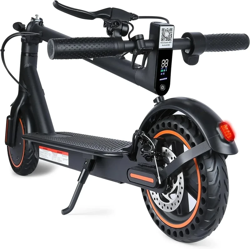 Electric Scooter Adults, Peak 500W, Max 19 Mph Speed, 19 Miles Long Range, 8.5 Inch Solid Tires, Portable Folding E-Scooter for Commuting with Dual Brakes, APP Control & Front & Rear Lights