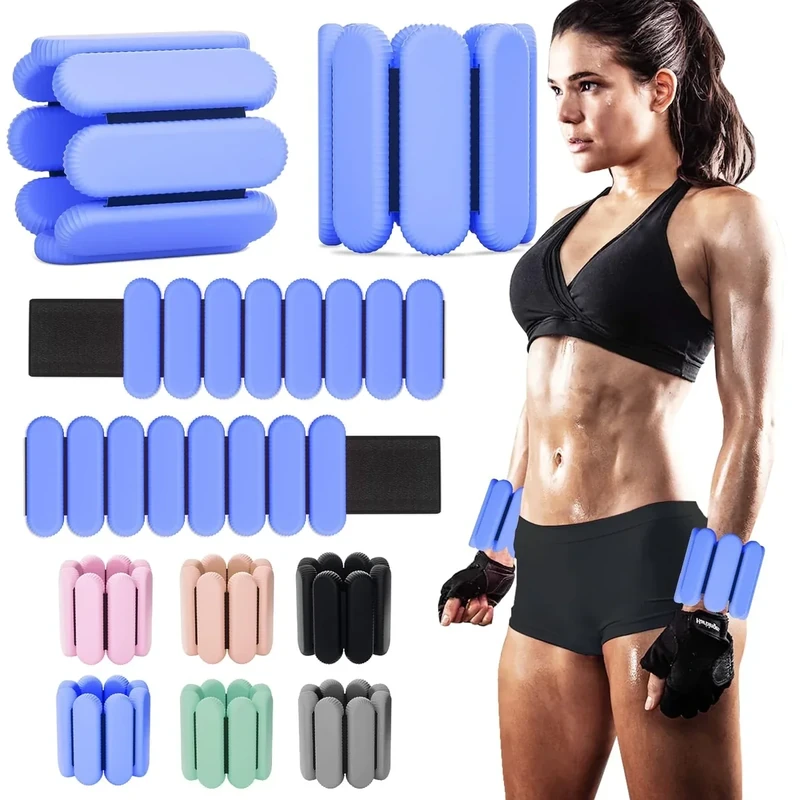 Adjustable Ankle Weights for Women Men,Wrist Weights set for Walking Running,1 Pair (1Lbs Each) Silicone Workout Weights for gym fitness, Jogging,yoga,pilates,strength training,physical therapy(Blue)