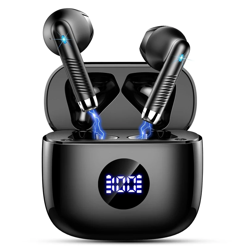 Jxrev Bluetooth 5.4 Earbuds - Noise Cancel, 40H Playtime, LED Display