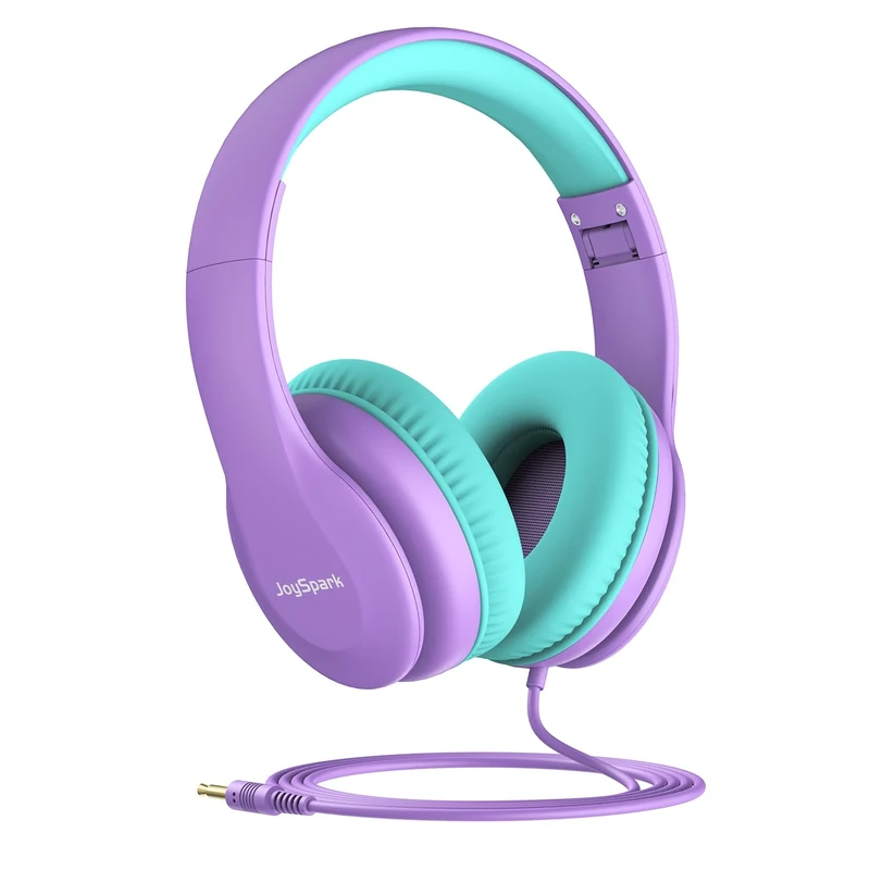 JoySpark Kids Wired Headphones - 85dB Limit, Adjustable, Purple