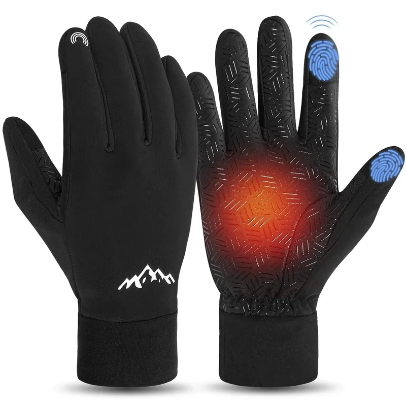 Pixel Panda Winter Gloves for Men Women Warm Touchscreen Gloves for Cold Weather Thin Water-Resistant Windproof Non-Slip Gloves for Cycling, Driving, Running, Hiking