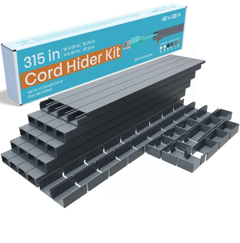 EVZA Ethernet Cable Cover - 315in Cord Hider Kit for Wall Management