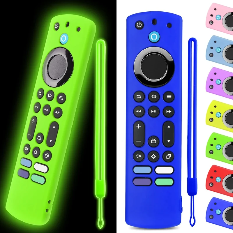 OneBom Remote Cover for Fire TV 4K Max (2pcs) - Green/Blue Lanyard