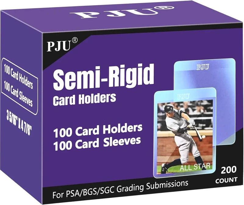 100ct Semi Rigid Card Holders & 100ct Card Sleeves for PSA, SGC, BGS, CSG Graded Card Submissions, Semi Rigid Baseball Cards Sleeves Protectors, PSA Graded Trading Cards Sleeve