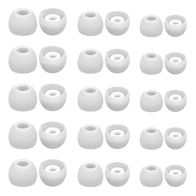 15 Pairs Silicone Ear Bud Replacement Pieces Earbuds Ear Tips Replacement Ear Bud Covers S/M/L Sizes Ear Gels Soft Earphones Earbuds White Ear Cushion Ear Bud Tips Replacement Kit
