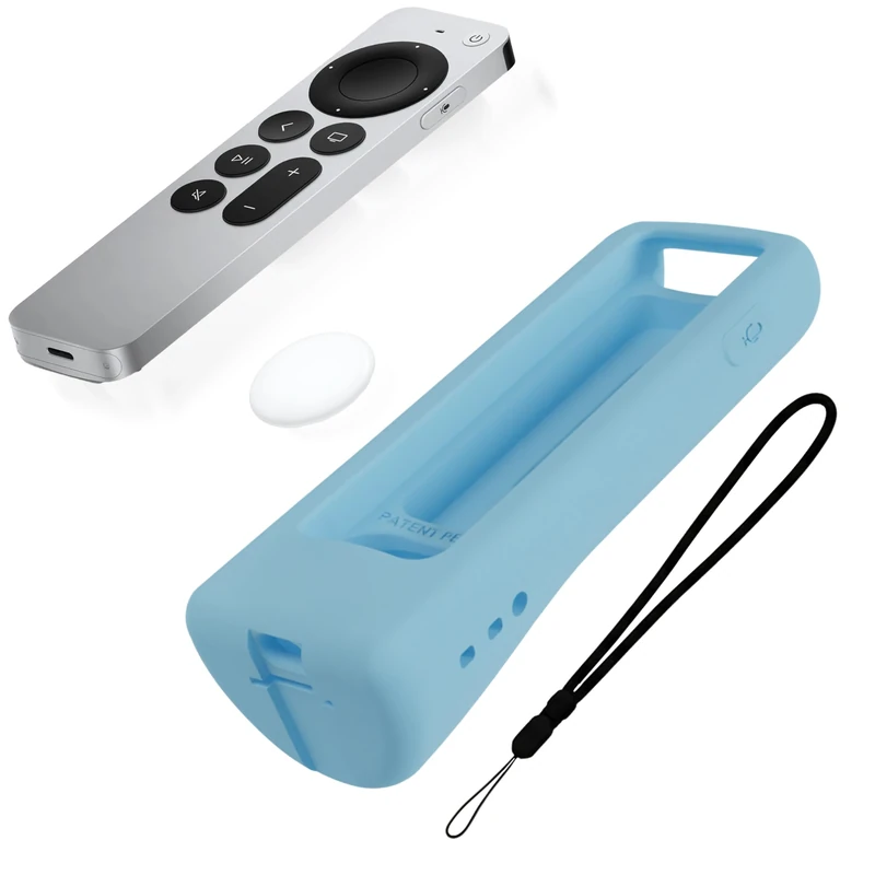 GripStand™ Apple TV Remote Cover, Scratch-Resistant Silicone Case Compatible with AirTag, Fits Siri Apple TV 4K/HD (2nd & 3rd Gen), Stand-Up Design, Enhanced Grip, Sky Glow by 73&Sunny