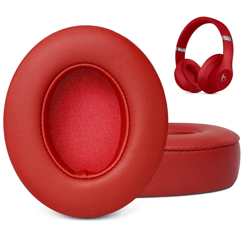 Ear Pads Replacement for Beats Studio - GEVO Earpad Cushions for Beats Studio 2 & 3 Wired Wireless Headphones - Studio Cover Parts with Protein Leather, Not for Solo (Red)